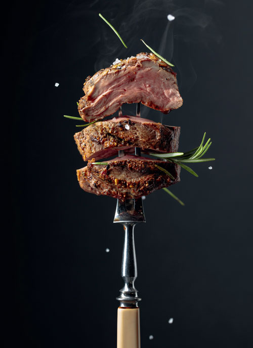 Beef-on-fork